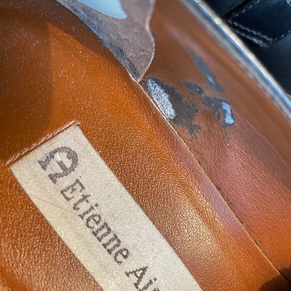 Etienne Aigner College Slippers Navy Blue Loafers Leather - Picture 5 of 5